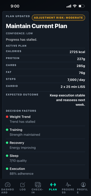 StageLab recommendation screenshot at 13 weeks out